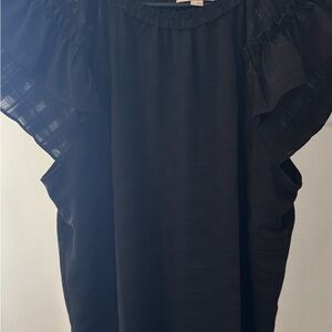 LOFT Black Ruffled Blouse